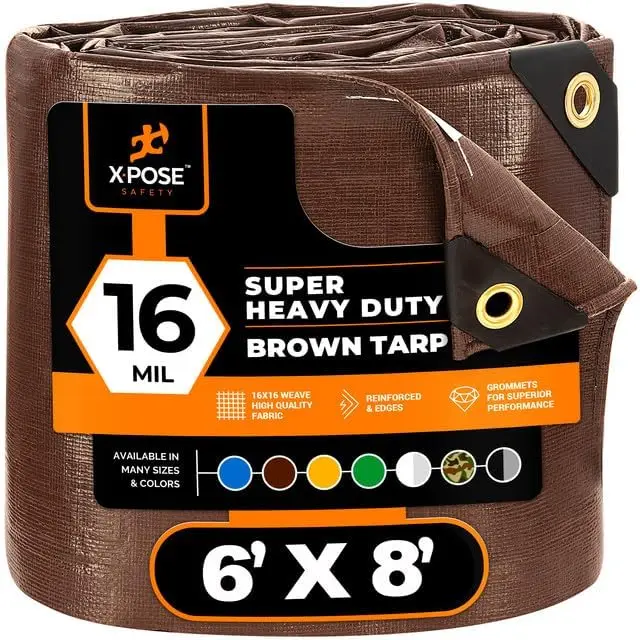 16 Mil Heavy Duty Poly Tarp 6x8 ft - Waterproof, UV Resistant Tarpaulin with Grommets and Reinforced Edges
16 Mil Heavy Duty Poly Tarp 6x8 ft - Waterproof, UV Resistant Tarpaulin with Grommets and Reinforced Edges
