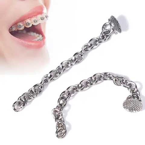 2pcs Dental Orthodontics Traction Button Chain Round Mesh Base Lingual Buttons Dentist Orthodontic Tools