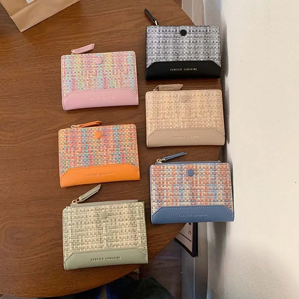 Simple Pu Leather Plaid Wallet Contrasting Colors Coin Purse Folding Purse Change Purse Bank Card Bag Zipper Card Holder Outdoor
Simple Pu Leather Plaid Wallet Contrasting Colors Coin Purse Folding Purse Change Purse Bank Card Bag Zipper Card Holder Outdoor