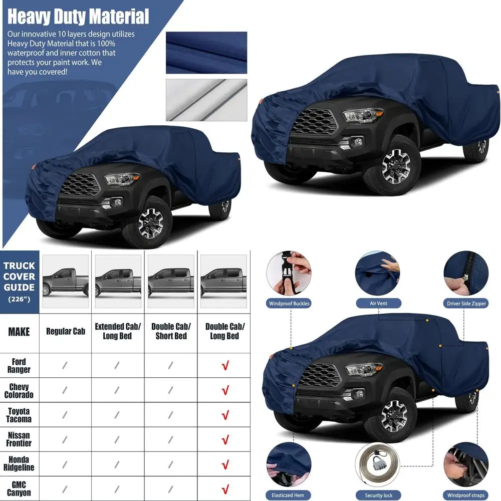 All-Weather 6ft Truck Cover for 2005-2026 Tacoma/Ranger Crew Cab with Zippered Door
All-Weather 6ft Truck Cover for 2005-2026 Tacoma/Ranger Crew Cab with Zippered Door