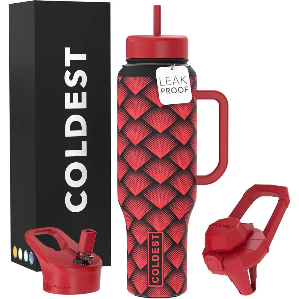 Insulated Stainless Steel Tumbler with Handle, 100% Leak-Proof, 46 oz Capacity, 3 Lids Included, Red Dragon Design
Insulated Stainless Steel Tumbler with Handle, 100% Leak-Proof, 46 oz Capacity, 3 Lids Included, Red Dragon Design