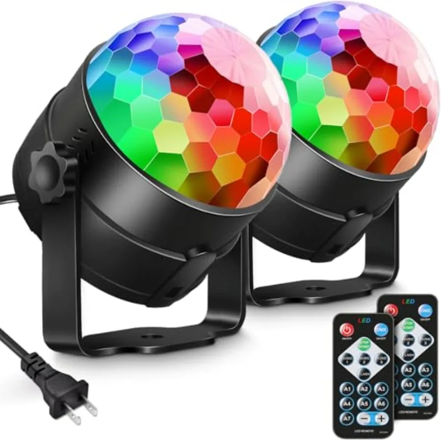 2-Pack Sound Activated Party Lights with Remote Control, Disco Ball Light, DJ Strobe Lamp for Home Room Dance Party Supplies Wh
2-Pack Sound Activated Party Lights with Remote Control, Disco Ball Light, DJ Strobe Lamp for Home Room Dance Party Supplies Wh