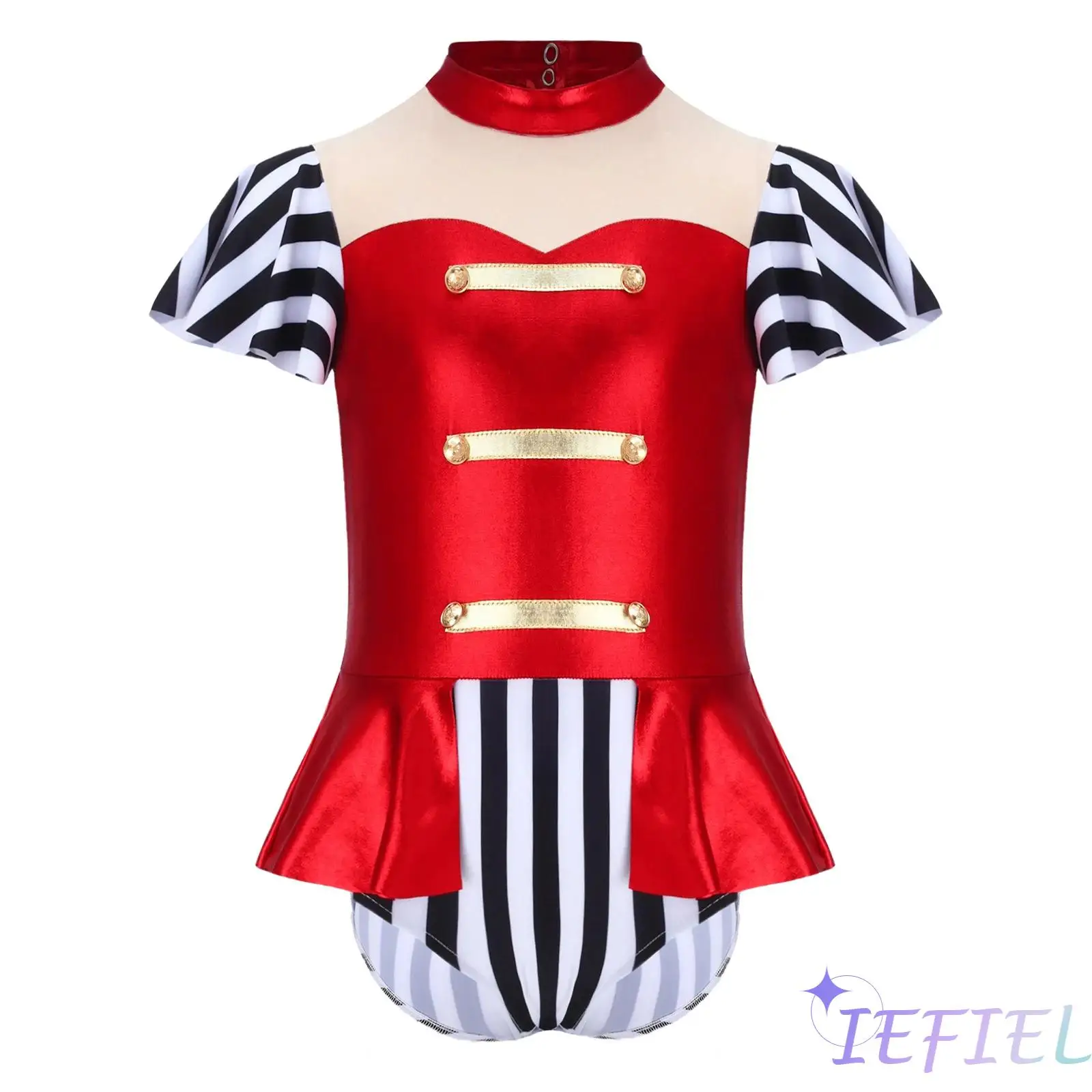 Kids Girls Circus Ringmaster Costume Metallic Patchwork Jumpsuit Short Sleeve Ruffled Overlay for Halloween Dress Up Performance 
Kids Girls Circus Ringmaster Costume Metallic Patchwork Jumpsuit Short Sleeve Ruffled Overlay for Halloween Dress Up Performance