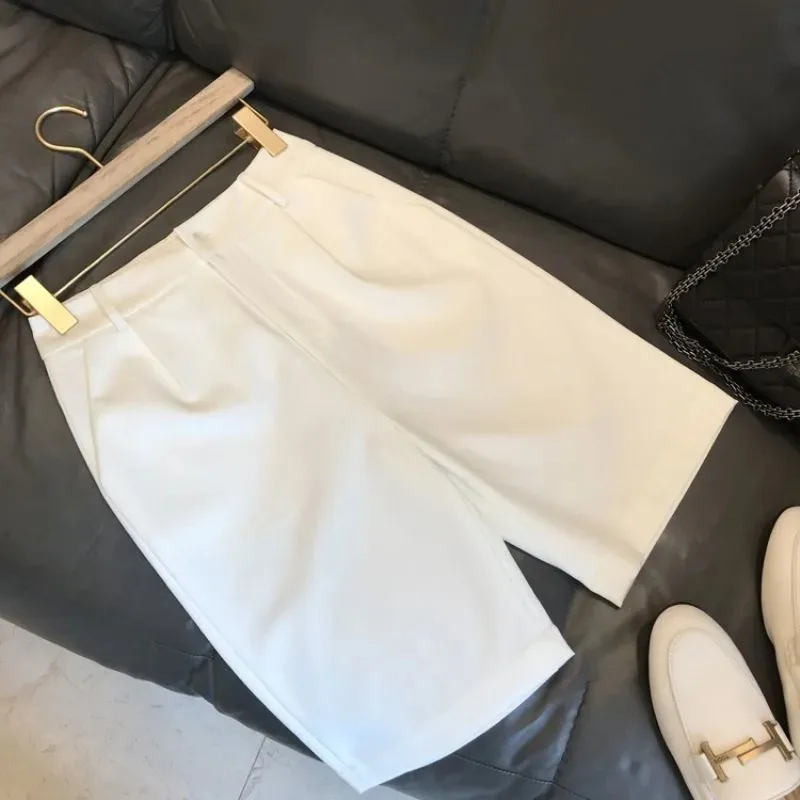 Women's High Waist Bermuda Shorts Casual Straight Leg Wide Leg Suit Shorts Summer Office Slim Fit 5-Pocket Pants
Women's High Waist Bermuda Shorts Casual Straight Leg Wide Leg Suit Shorts Summer Office Slim Fit 5-Pocket Pants