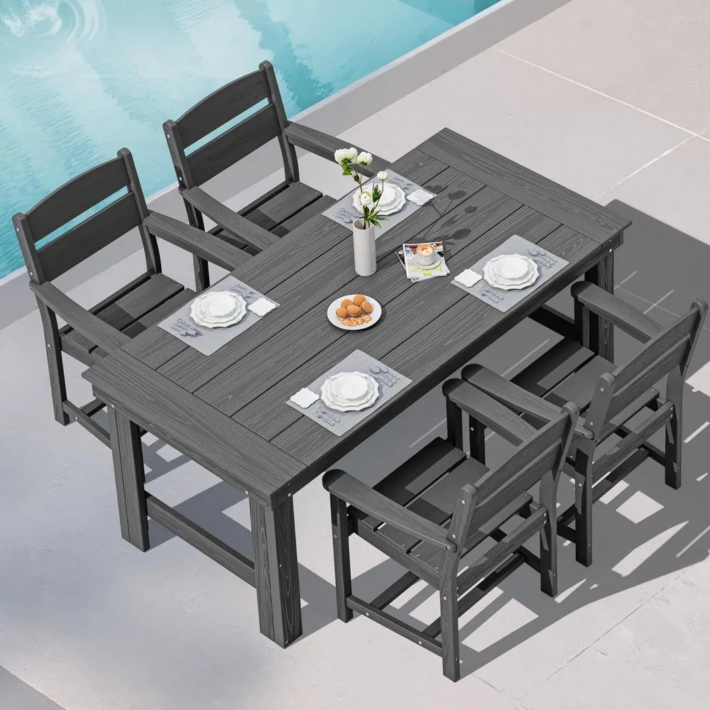 Outdoor Dining Table Set, 67‘’ HDPE Patio Dining Set for 4, All-Weather Outdoor Table and Chairs Set for Deck
Outdoor Dining Table Set, 67‘’ HDPE Patio Dining Set for 4, All-Weather Outdoor Table and Chairs Set for Deck