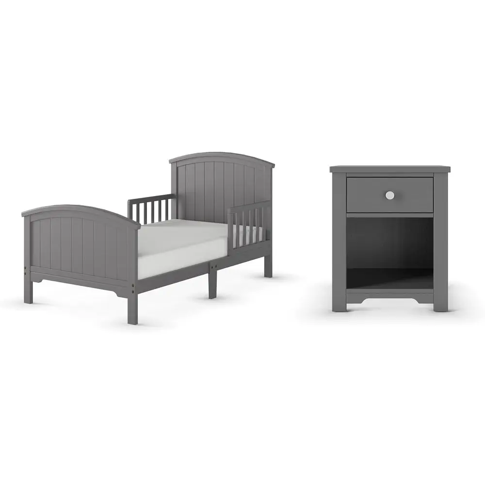 Toddler 2-Piece Bedroom Set with Low Ground Bed and Nightstand in Cool Gray
Toddler 2-Piece Bedroom Set with Low Ground Bed and Nightstand in Cool Gray