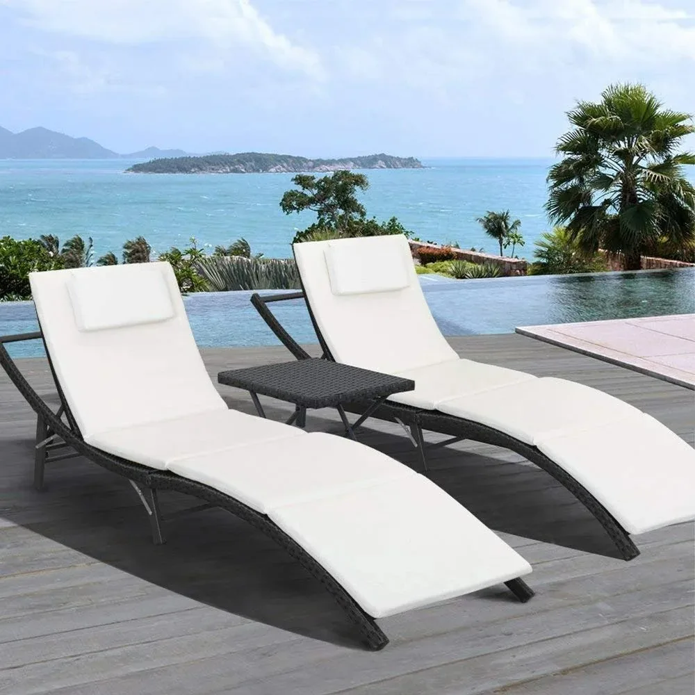 3 Pieces Outdoor Chaise Lounge Chair Patio Furniture Adjustable Folding PE Rattan Lounge Chair, Beige
3 Pieces Outdoor Chaise Lounge Chair Patio Furniture Adjustable Folding PE Rattan Lounge Chair, Beige