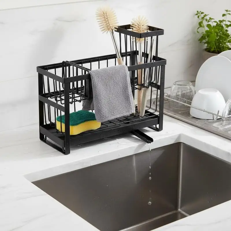 Kitchen Cleaning Station 11" x 9" x 4" For Sink Area Countertop Dishwashing, 2-Tier Structure Removable Divider Rotatable Drainage Spout Metal Sinkware Storage Essentials
Kitchen Cleaning Station 11" x 9" x 4" For Sink Area Countertop Dishwashing, 2-Tier Structure Removable Divider Rotatable Drainage Spout Metal Sinkware Storage Essentials