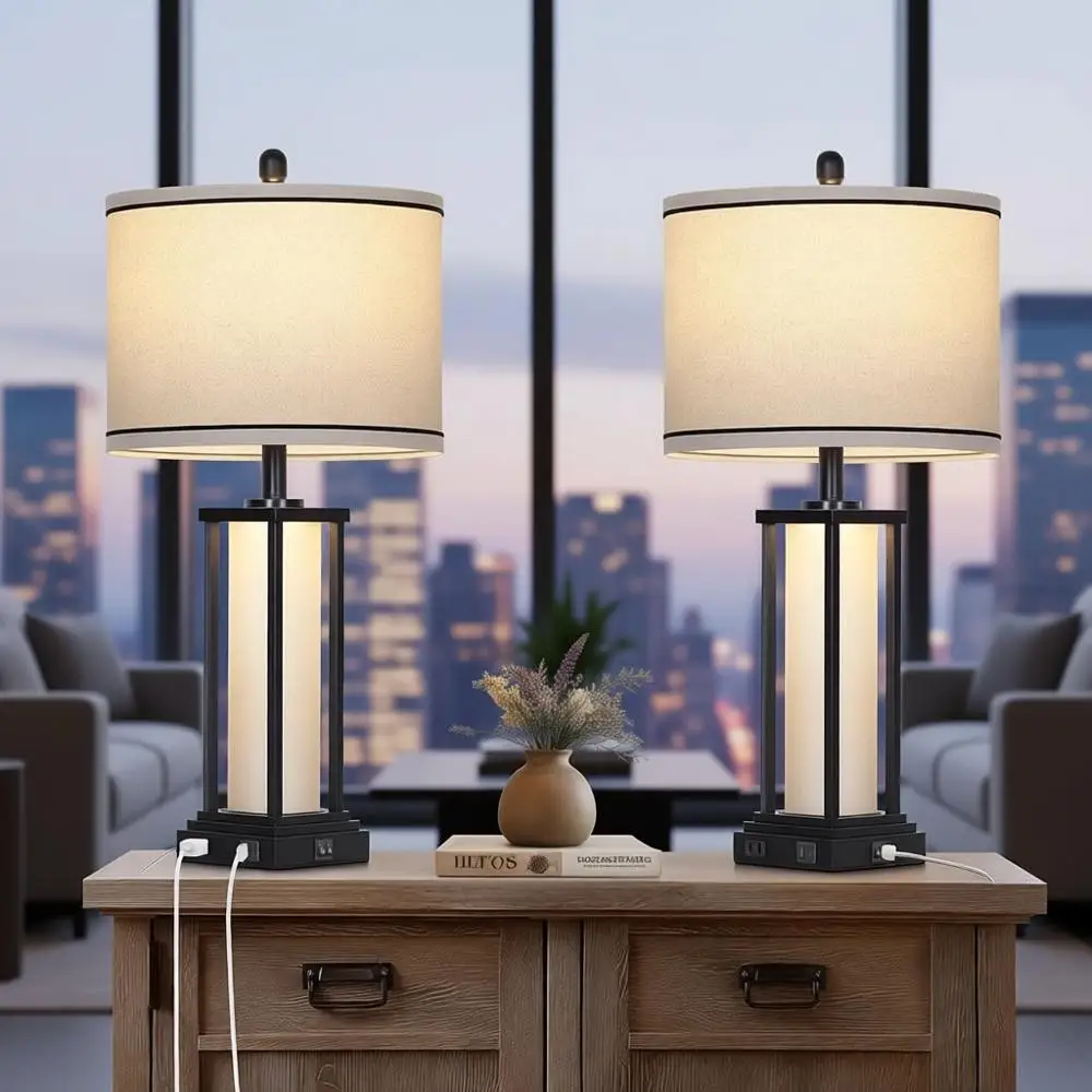 Set of 2 Vintage Rustic Tall Armhouse Table Lamps with USB C+A Ports and Outlet, Suitable for Living Room, Bedroom Nightstands
Set of 2 Vintage Rustic Tall Armhouse Table Lamps with USB C+A Ports and Outlet, Suitable for Living Room, Bedroom Nightstands