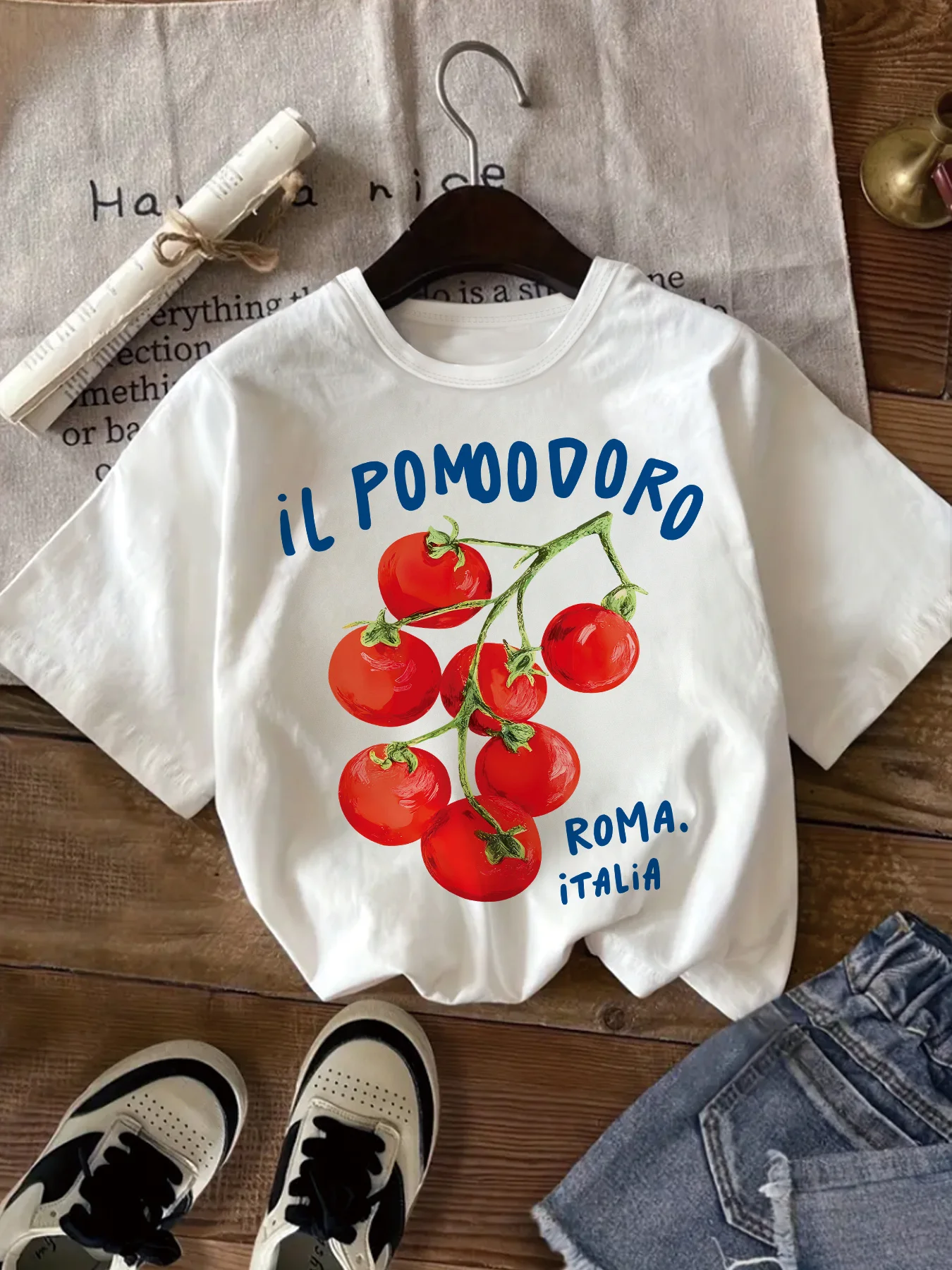 Kids Pure Cotton Crew Neck T-shirt Vintage Tomatoes Vegetable Print Casual Summer Short Sleeve White Tee Boys Girls Clothes
Kids Pure Cotton Crew Neck T-shirt Vintage Tomatoes Vegetable Print Casual Summer Short Sleeve White Tee Boys Girls Clothes