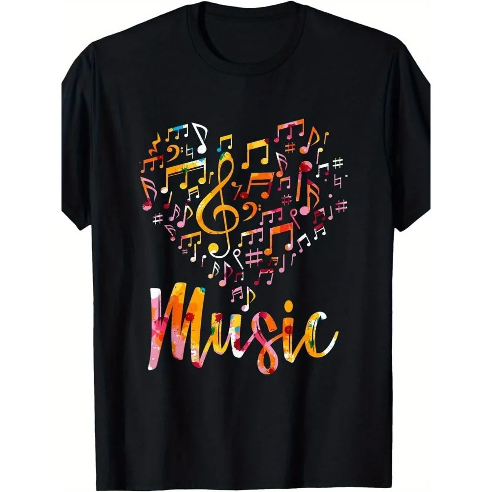 Men'S Music-Themed T-Shirt Treble Clef & Music Notes Print with Violin Trumpet Piano Keys & Heart Music Note Design Soft Breathable Black Shirt for Musicians Members Ideal Gift for Chris Parties Beach & Sports Outdoor Clothing|All-Season Casual Wear
Men'S Music-Themed T-Shirt Treble Clef & Music Notes Print with Violin Trumpet Piano Keys & Heart Music Note Design Soft Breathable Black Shirt for Musicians Members Ideal Gift for Chris Parties Beach & Sports Outdoor Clothing|All-Season Casual Wear