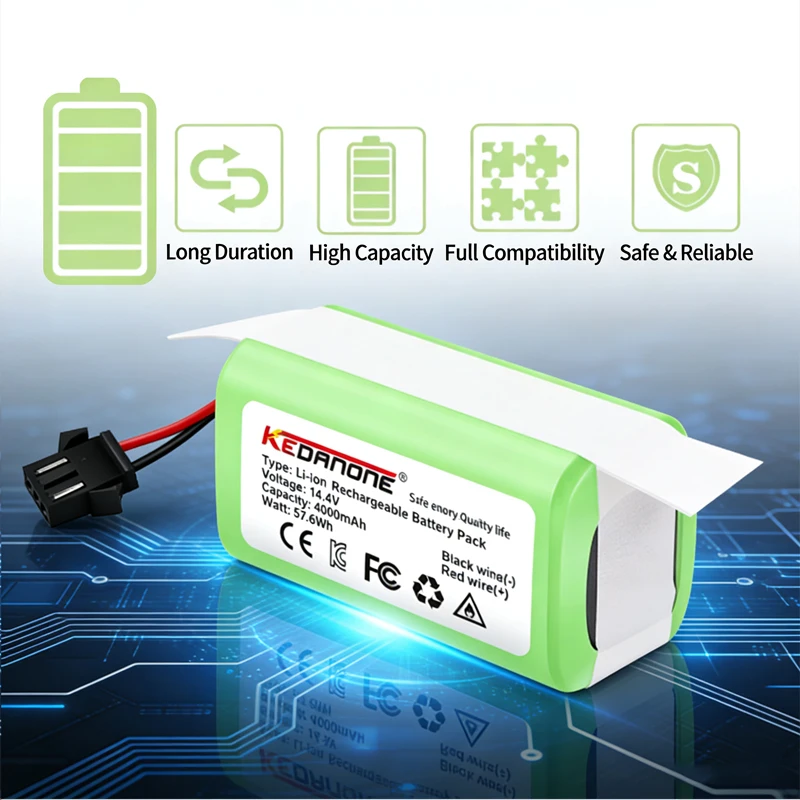 14.4V 4000mAh Battery For eufy RoboVac 15C 15T 25C 30 30C 35C MAX G10 G15 G20 G30 Hybrid Edge Robot Vacuum Cleaner Accessori
14.4V 4000mAh Battery For eufy RoboVac 15C 15T 25C 30 30C 35C MAX G10 G15 G20 G30 Hybrid Edge Robot Vacuum Cleaner Accessori