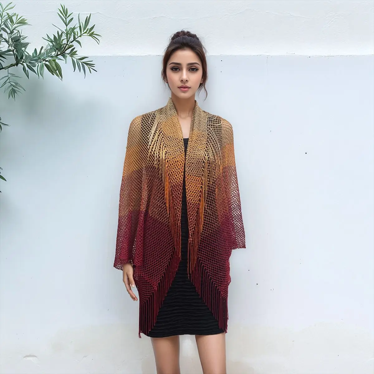 New Poncho hollowed out Cape gradient color tassel shawl summer versatile sun protection and women's outerwear Cloak P2
New Poncho hollowed out Cape gradient color tassel shawl summer versatile sun protection and women's outerwear Cloak P2