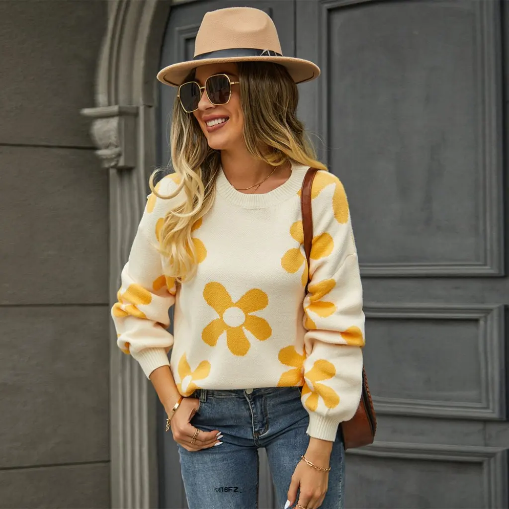 Women's Large Size Printed Sweater Autumn Winter New Style Flower Pattern Pullover for Ladies
Women's Large Size Printed Sweater Autumn Winter New Style Flower Pattern Pullover for Ladies
