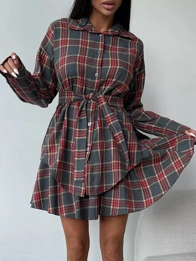 Mueyaruho 2025 Spring Summer Women Plaid Mini Skirt Set Outfits 2 Two Piece Vintage Matching Shirt Dress Set For Women
Mueyaruho 2025 Spring Summer Women Plaid Mini Skirt Set Outfits 2 Two Piece Vintage Matching Shirt Dress Set For Women