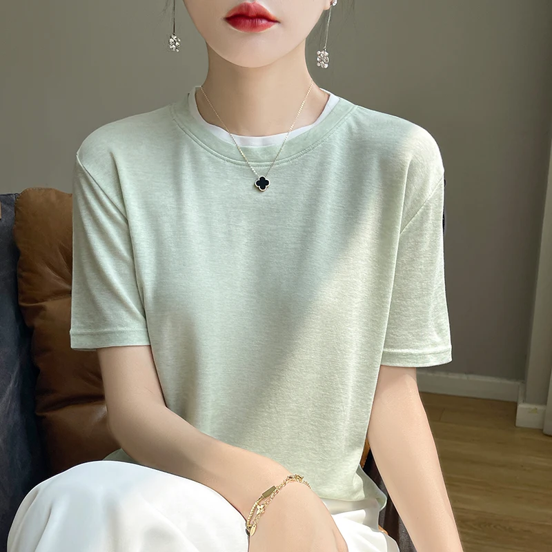 Summer Breathable New Wool Short Sleeved Women's Simple Solid Color Round Neck Fashionable Knitted Sweater Vest Top
Summer Breathable New Wool Short Sleeved Women's Simple Solid Color Round Neck Fashionable Knitted Sweater Vest Top