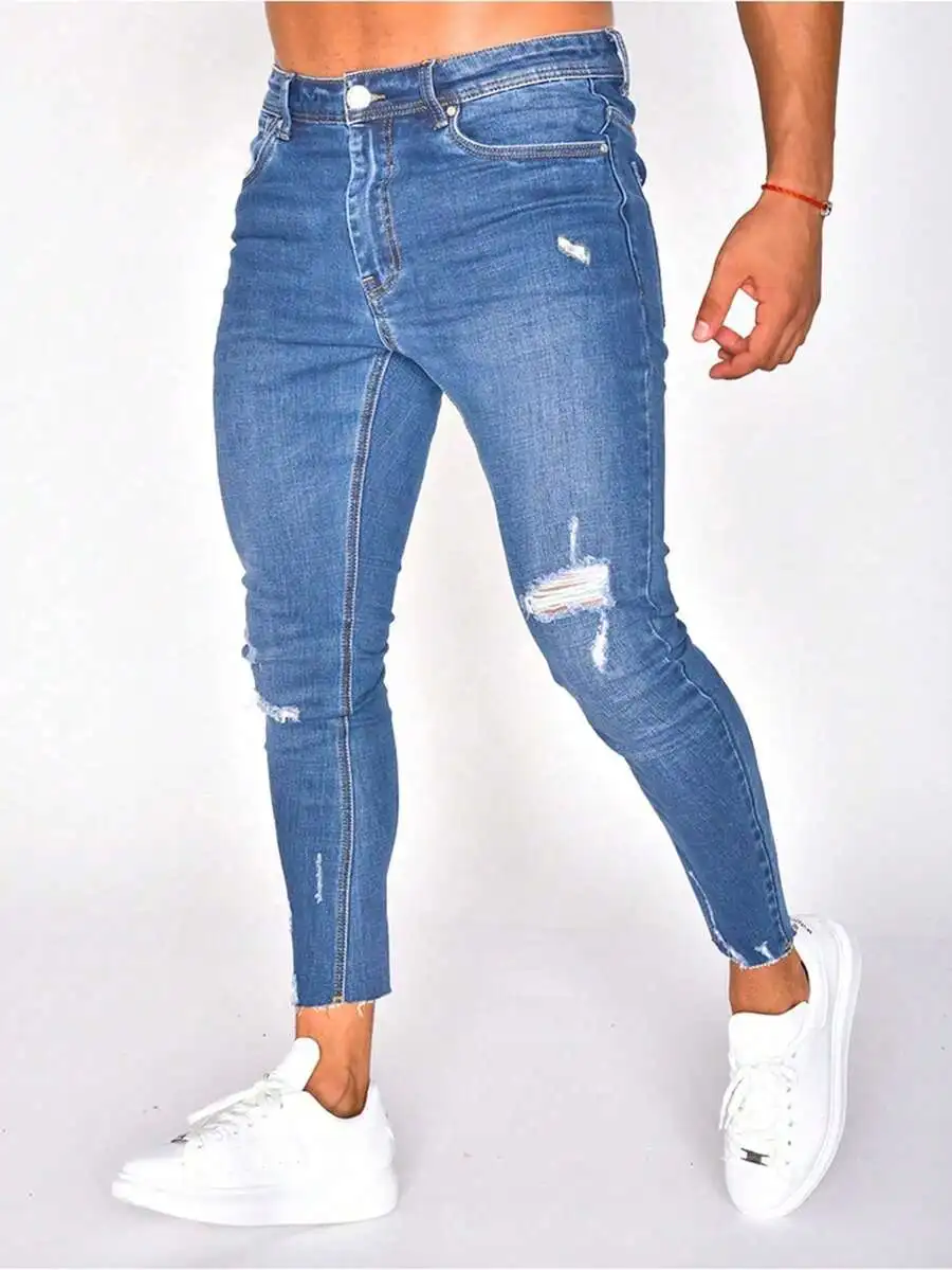 Men Distressed Raw Hem Skinny Jeans
Men Distressed Raw Hem Skinny Jeans
