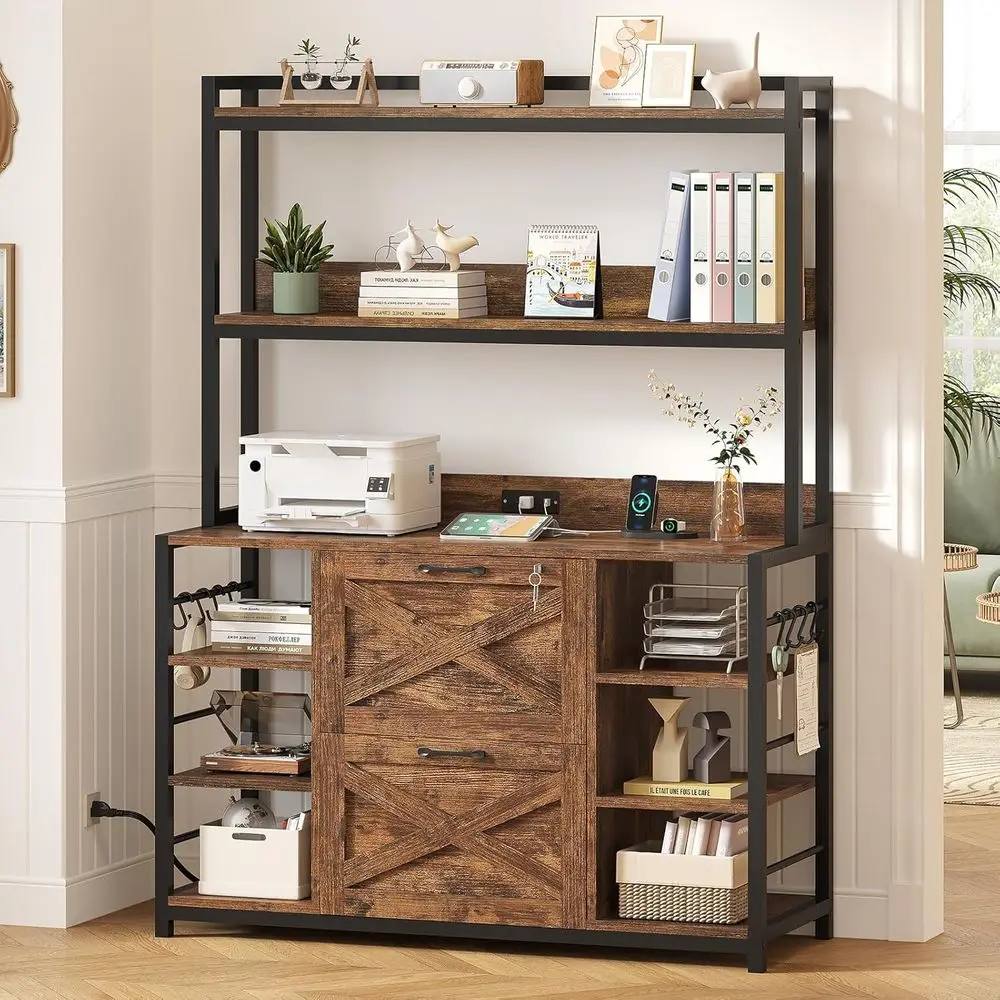 Double-Door Cabinet with Lock, Power Strip, Open Shelves, Rustic Brown, A4/Legal Size
Double-Door Cabinet with Lock, Power Strip, Open Shelves, Rustic Brown, A4/Legal Size