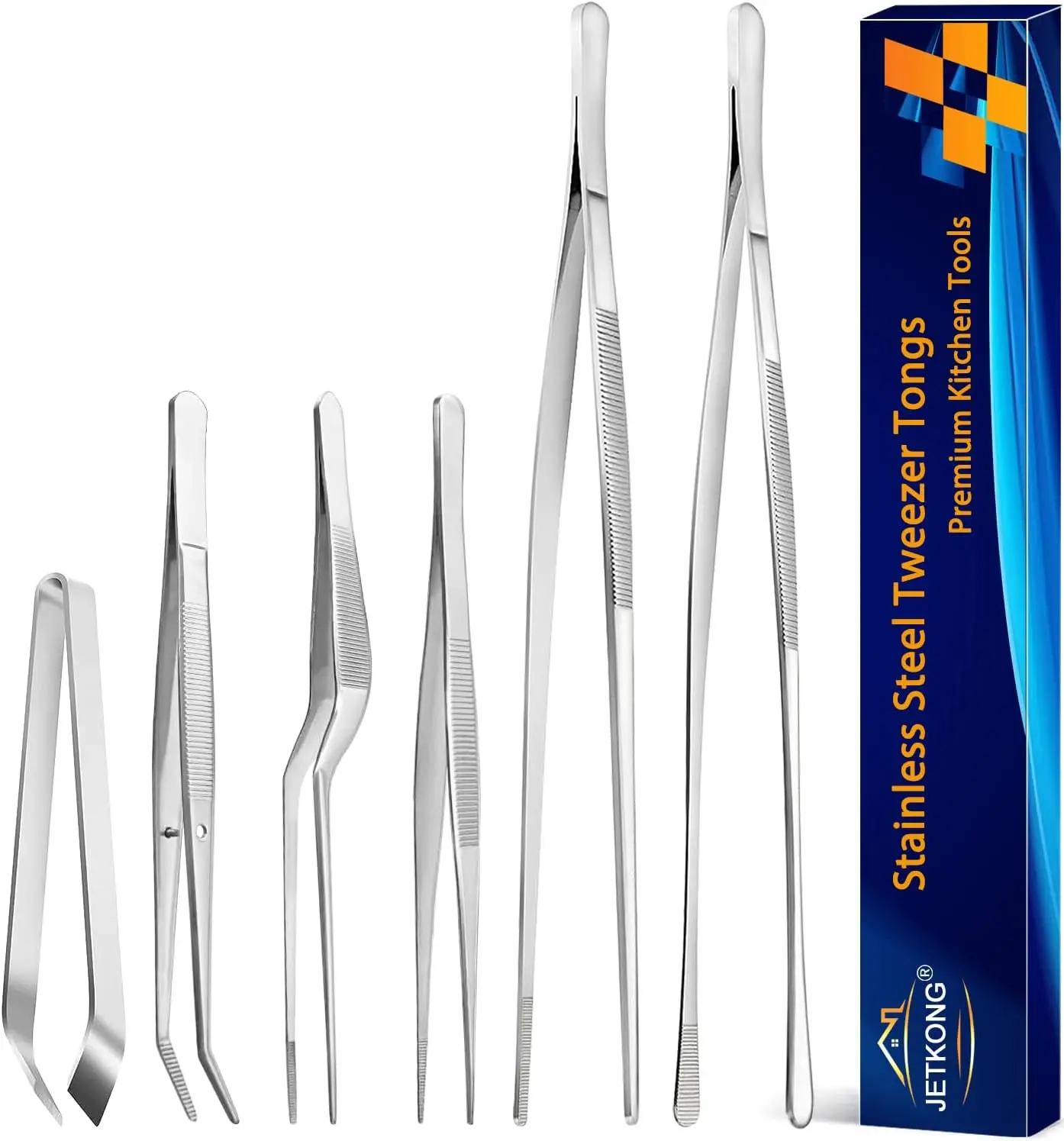 6-Piece Stainless Steel Cooking Tweezer Set, 12'' and 6.3'' Professional Chef Tweezers for Kitchen, BBQ, Seafood, Multi-Use
6-Piece Stainless Steel Cooking Tweezer Set, 12'' and 6.3'' Professional Chef Tweezers for Kitchen, BBQ, Seafood, Multi-Use