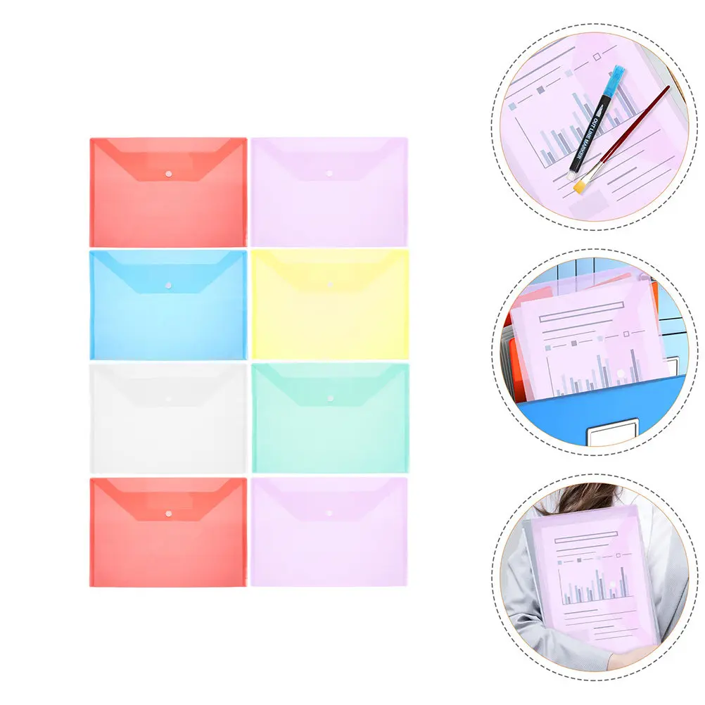 8Pcs Documents Organizer PP File Folders Transparent Button Document Storage Bags Office Supplies A4 Plastic File Holder
8Pcs Documents Organizer PP File Folders Transparent Button Document Storage Bags Office Supplies A4 Plastic File Holder