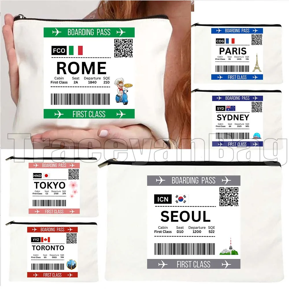 New York Rome Paris London Athens Bangkok Berlin Bogota Dubai Dublin Madrid Moscow Boarding Pass Cosmetic Makeup Bag Case Pouch
New York Rome Paris London Athens Bangkok Berlin Bogota Dubai Dublin Madrid Moscow Boarding Pass Cosmetic Makeup Bag Case Pouch
