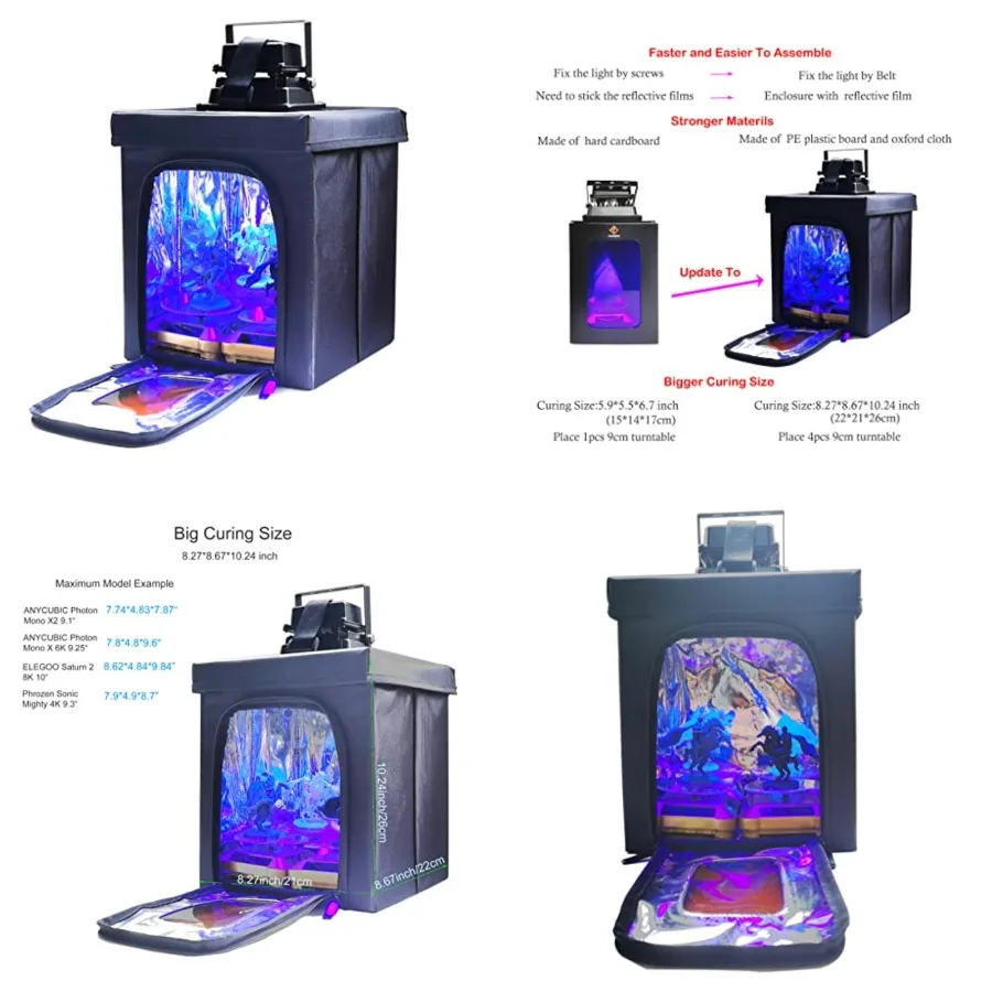 3D Printer Resin Curing Station DIY Curing Enclosure with UV Light UV Lamp Solar Turntable for 405nm UV Resin SLA DLP LCD 3D Pr
3D Printer Resin Curing Station DIY Curing Enclosure with UV Light UV Lamp Solar Turntable for 405nm UV Resin SLA DLP LCD 3D Pr