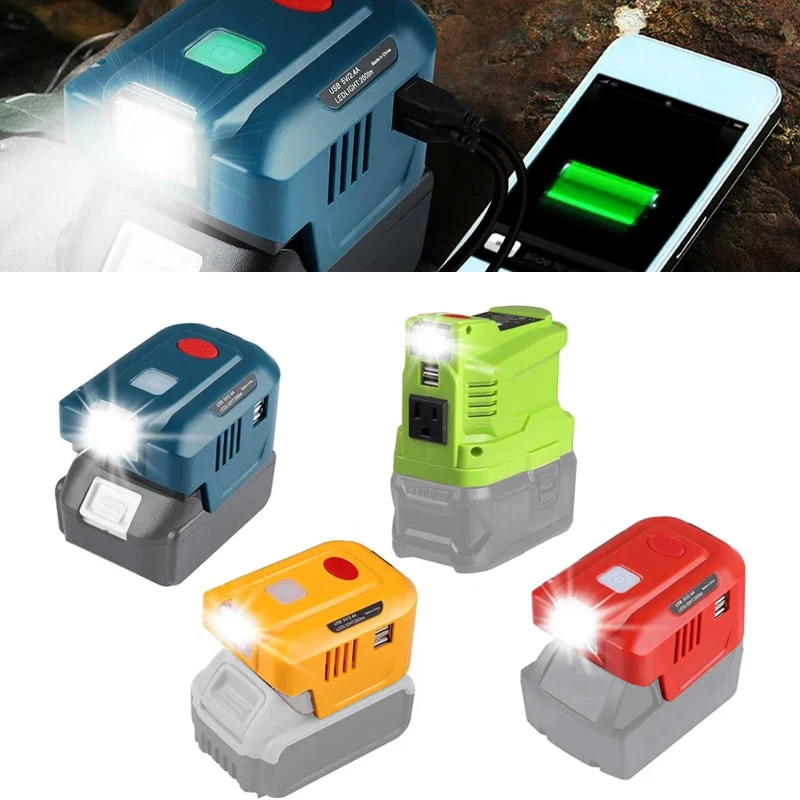 150W Power Supply Inverter for Makita for Dewaltt for Milwaukee For Ryobi 18V Lithium Battery Power Inverter with LED Work Light
150W Power Supply Inverter for Makita for Dewaltt for Milwaukee For Ryobi 18V Lithium Battery Power Inverter with LED Work Light