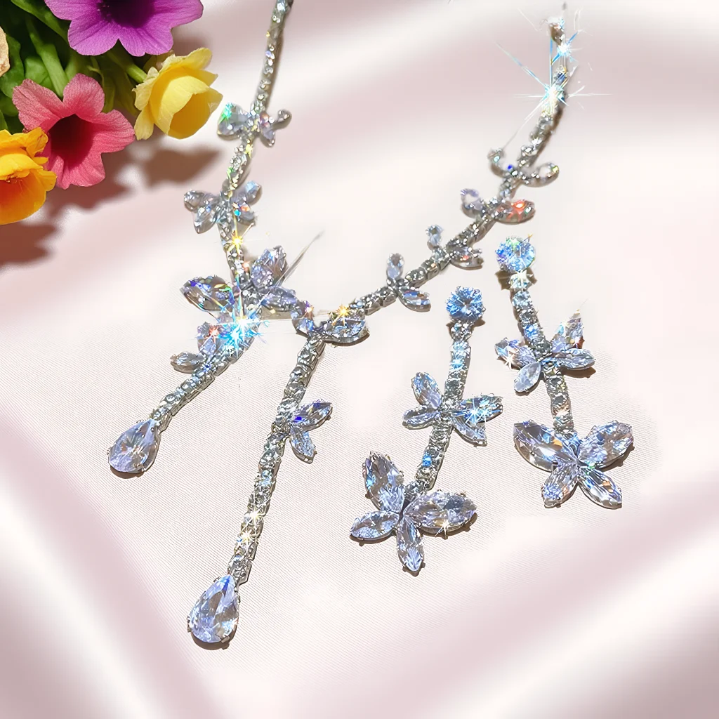 3pcs Elegant Vintage Jewelry Set for Women Butterfly Tassel Necklace Shiny Crystal Choker Bridal Wedding Earrings Party
3pcs Elegant Vintage Jewelry Set for Women Butterfly Tassel Necklace Shiny Crystal Choker Bridal Wedding Earrings Party