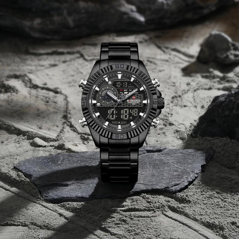 NAVIFORCE Men's Luxury Quartz Digital Business Sports Watch Dual Time Luminous Stainless Steel 30M Waterproof Wristwatch
NAVIFORCE Men's Luxury Quartz Digital Business Sports Watch Dual Time Luminous Stainless Steel 30M Waterproof Wristwatch