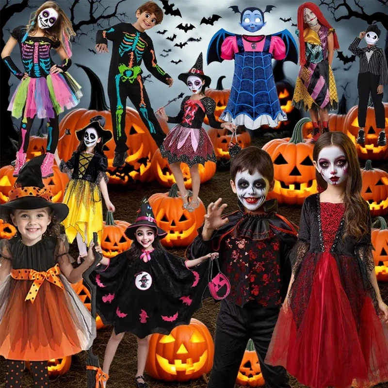 Halloween Costumes for Kids Witch Cosplay Costumes Black-and-red Vampire Robes Fancy Dresses Clothes for Christmas gifts
Halloween Costumes for Kids Witch Cosplay Costumes Black-and-red Vampire Robes Fancy Dresses Clothes for Christmas gifts