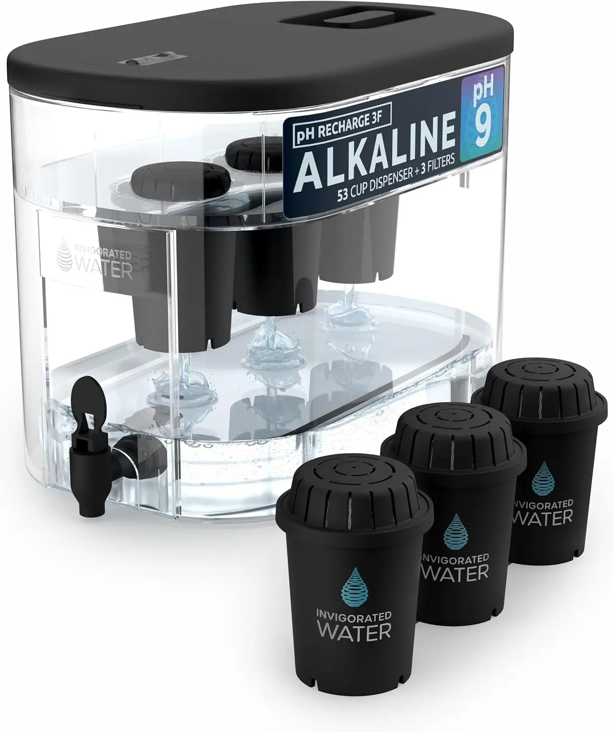 Countertop Water Filter Dispenser with Alkaline Mineralization, Large Capacity Cup, 96 Gallons per Filter, BPA-Free, Includes 3 Filters, Black
Countertop Water Filter Dispenser with Alkaline Mineralization, Large Capacity Cup, 96 Gallons per Filter, BPA-Free, Includes 3 Filters, Black