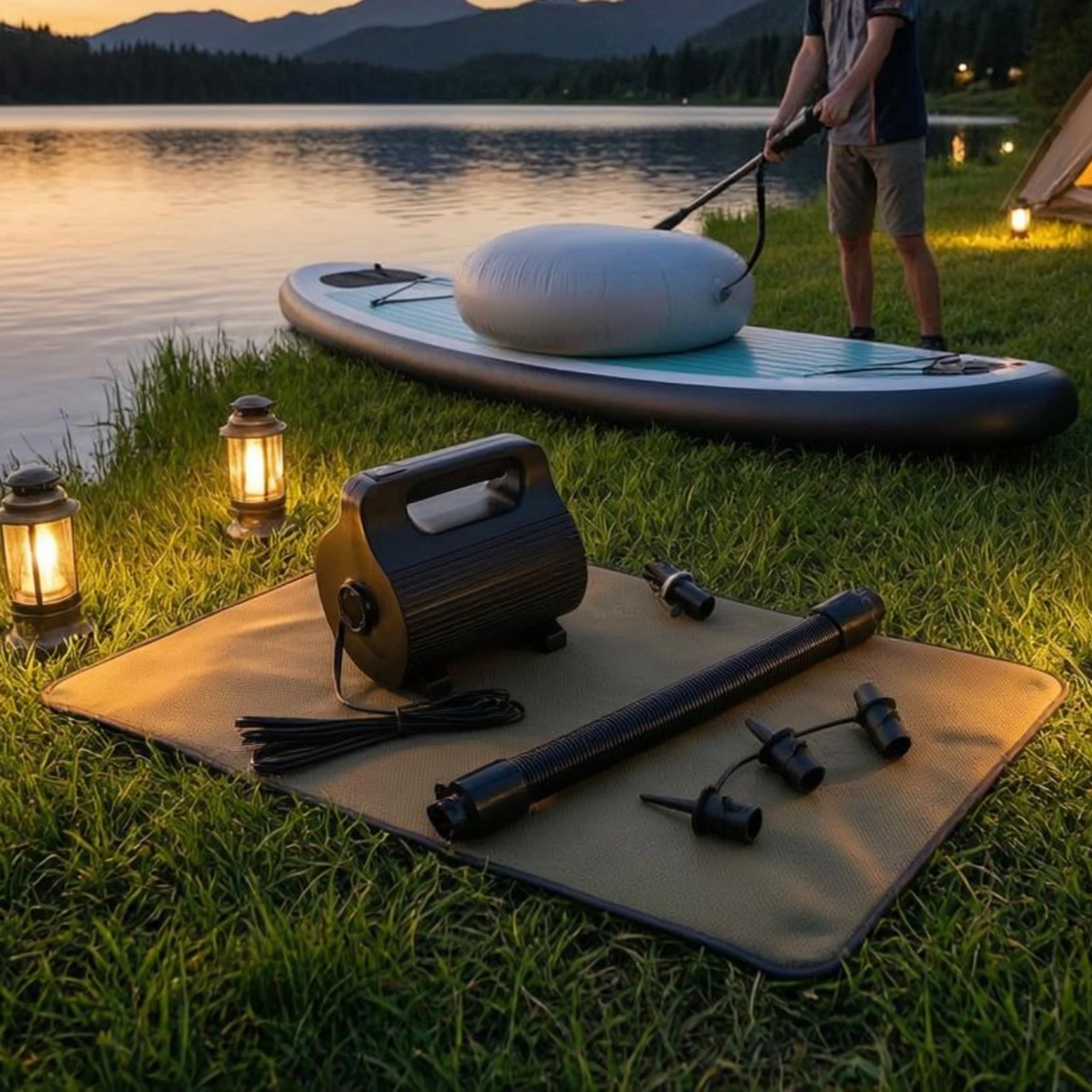 Inflation and Deflation Pump Interchangeable Nozzle Adapters Portable Electric Air Pump Compact Ribbed Housing
Inflation and Deflation Pump Interchangeable Nozzle Adapters Portable Electric Air Pump Compact Ribbed Housing