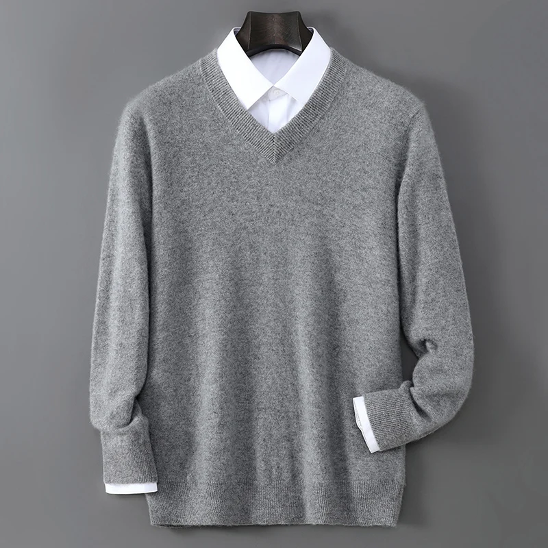 Chic Autumn Winter Men's V-Neck 100% Merino Wool Knitted Pullover Long Sleeve Sweater Soft Smart Casual Wool Tops Basic Clothing
Chic Autumn Winter Men's V-Neck 100% Merino Wool Knitted Pullover Long Sleeve Sweater Soft Smart Casual Wool Tops Basic Clothing