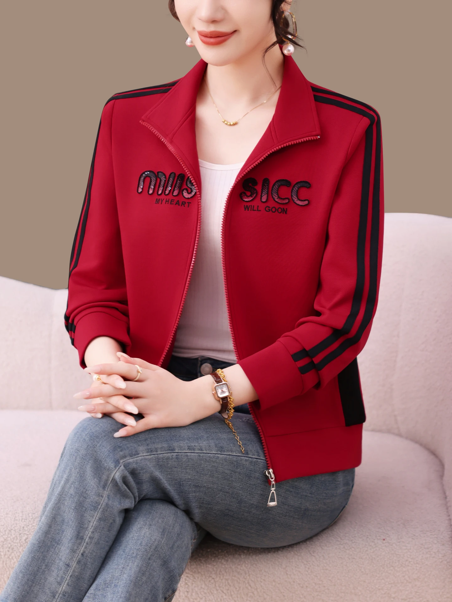 Faionable Color Blo Stand Collar Casual Women's Jaet Spring Autumn New Sle Large Size Open Cardigan Breathable Top
Faionable Color Blo Stand Collar Casual Women's Jaet Spring Autumn New Sle Large Size Open Cardigan Breathable Top