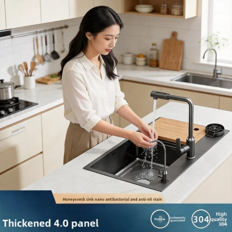 Large Single Bowl Thickened Honeycomb SUS304 Sink Multi Installation Ways Kitchen Wash Basin For Washing Vegetables Tableware
Large Single Bowl Thickened Honeycomb SUS304 Sink Multi Installation Ways Kitchen Wash Basin For Washing Vegetables Tableware