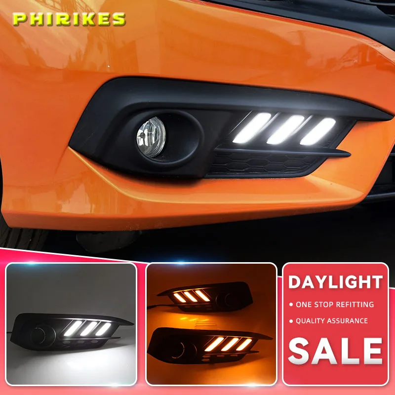 Car 1 Set For Honda Civic 10th 2016 2017 2018 LED DRL Daytime Running Light Daylight Yellow Turn Signal Lamp Styling
Car 1 Set For Honda Civic 10th 2016 2017 2018 LED DRL Daytime Running Light Daylight Yellow Turn Signal Lamp Styling