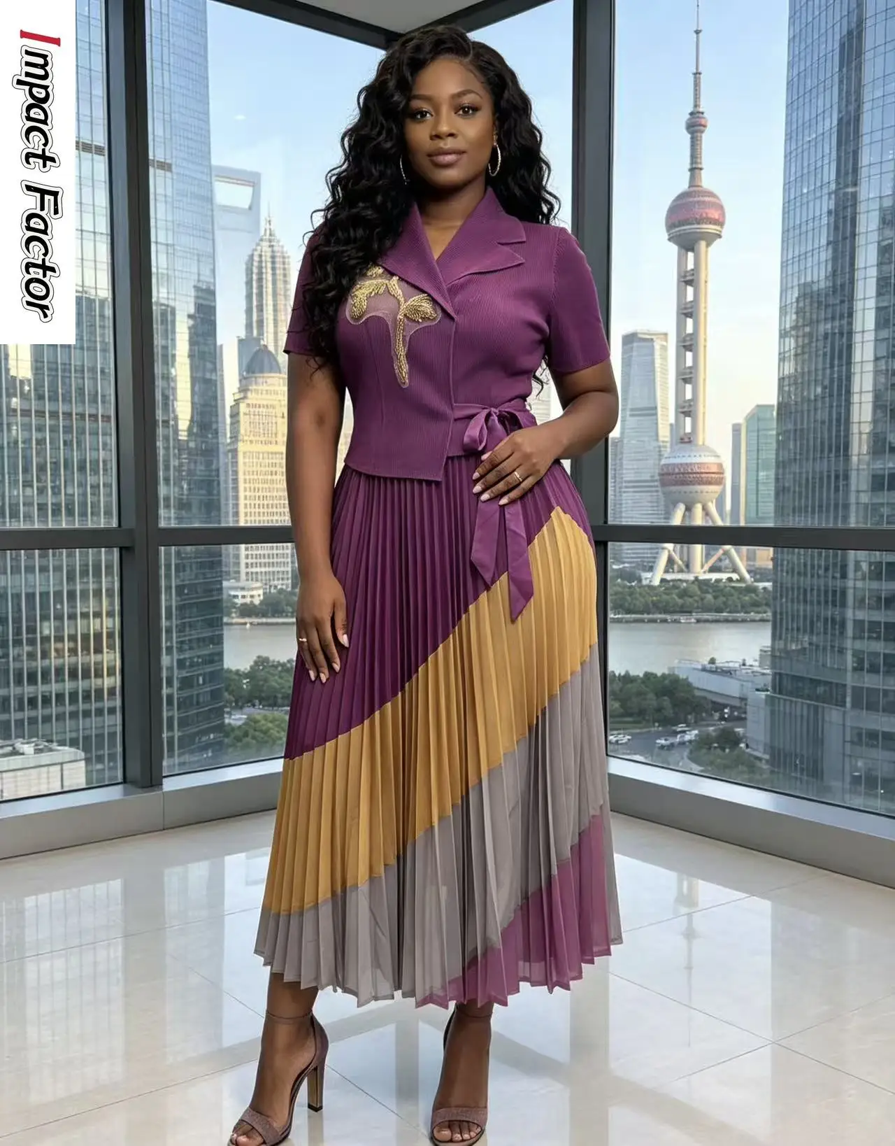 Miyake Pleated Bronzing Contrasting Color Splicing Printing Dress Suit Collar Applique Pleate Women's Loose Light Luxury Dress
Miyake Pleated Bronzing Contrasting Color Splicing Printing Dress Suit Collar Applique Pleate Women's Loose Light Luxury Dress