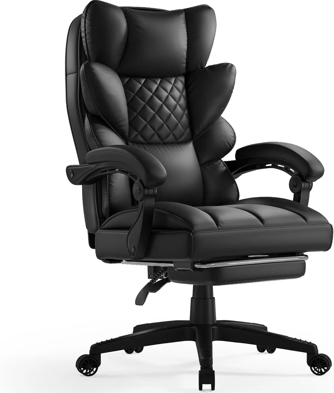 Black PU Leather Big and Tall Office Chair with Pocket Spring Cushion, Linkage Armrests and Footrest for Office
Black PU Leather Big and Tall Office Chair with Pocket Spring Cushion, Linkage Armrests and Footrest for Office