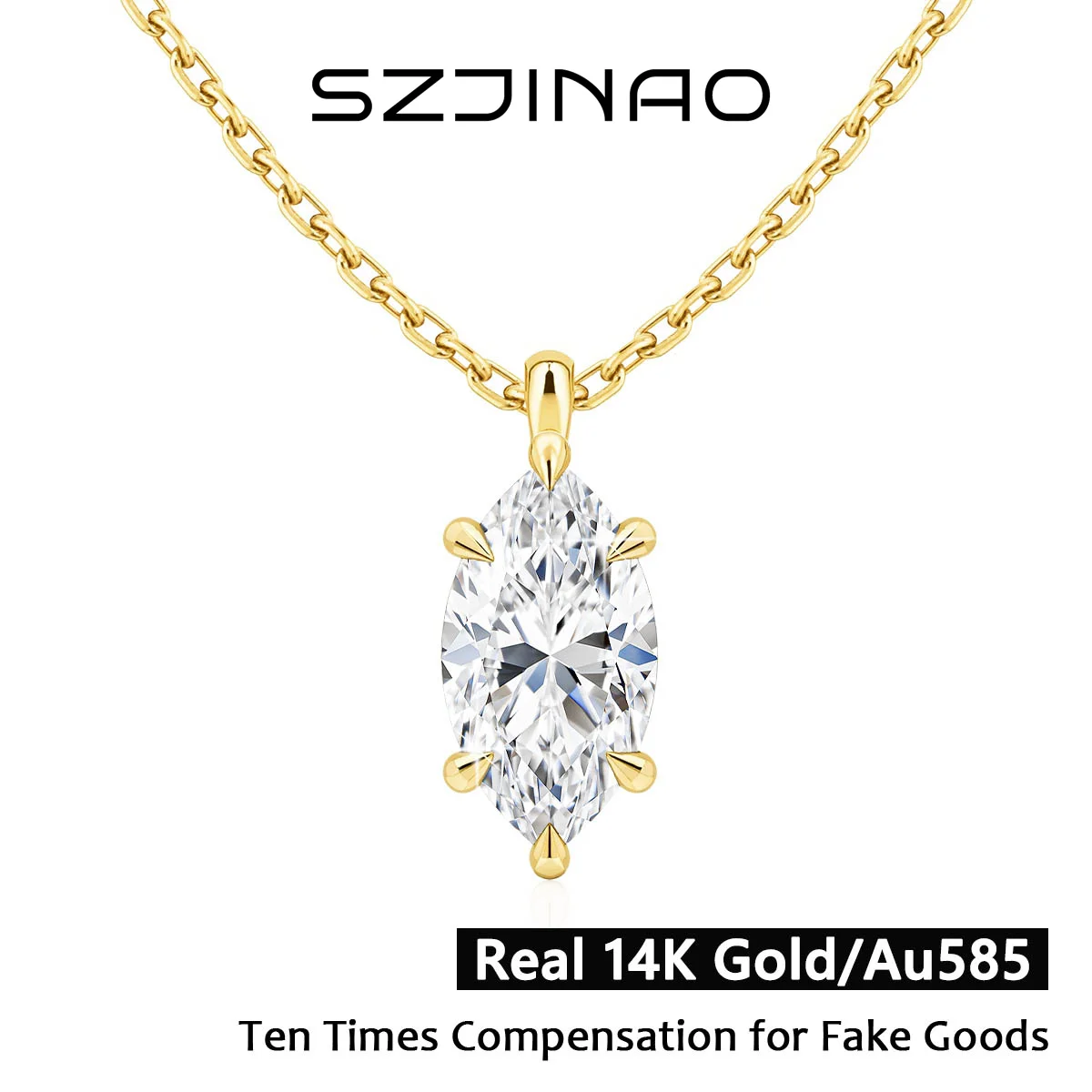 2.0CT Marquise Cut 14k Gold Moissanite Diamond Necklace for Women Yellow Gold Penant for Wedding Fine Jewelry Gifts Wholesale
2.0CT Marquise Cut 14k Gold Moissanite Diamond Necklace for Women Yellow Gold Penant for Wedding Fine Jewelry Gifts Wholesale