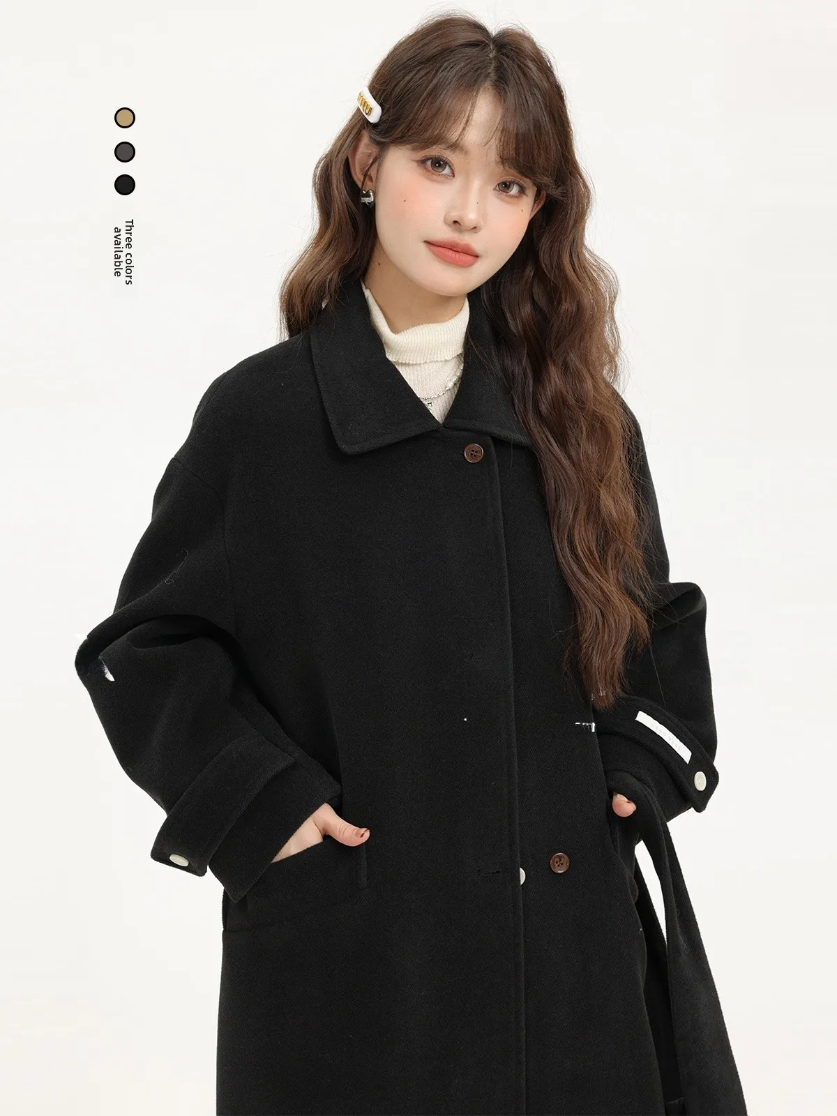 Ele Bla Long Single-Buttoned Woolen Coat Simple Retro Korean Sle Slimming High-End Feelings Women's Faion Outerwear
Ele Bla Long Single-Buttoned Woolen Coat Simple Retro Korean Sle Slimming High-End Feelings Women's Faion Outerwear
