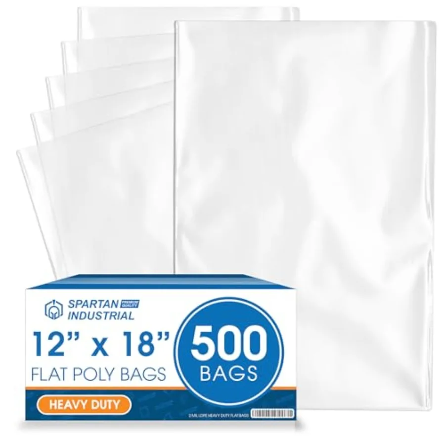 12 X 18 Open-End Flat Poly Bags 500 Count 2 Mil Clear Plastic No Adhesive Strip for Packaging Shipping Storage
12 X 18 Open-End Flat Poly Bags 500 Count 2 Mil Clear Plastic No Adhesive Strip for Packaging Shipping Storage