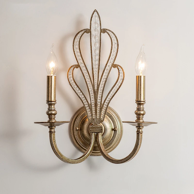 Living room wall lamp American retro French bedroom bedside aisle corridor candle crystal wall lamp
Living room wall lamp American retro French bedroom bedside aisle corridor candle crystal wall lamp