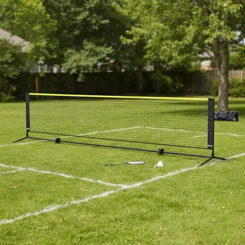 Free Shipping-Multi-Sport Net System 14ft For Backyard Games, Indoor Gyms, Driveway Practice, Height Adjustable Foldable Frame P