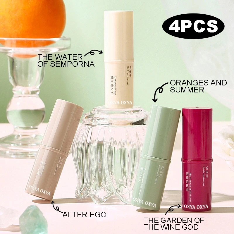 4pcs portable body balm, with 4 different fragrances including sandalwood, jasmine, lavender, etc., lasting for 24 hours
4pcs portable body balm, with 4 different fragrances including sandalwood, jasmine, lavender, etc., lasting for 24 hours