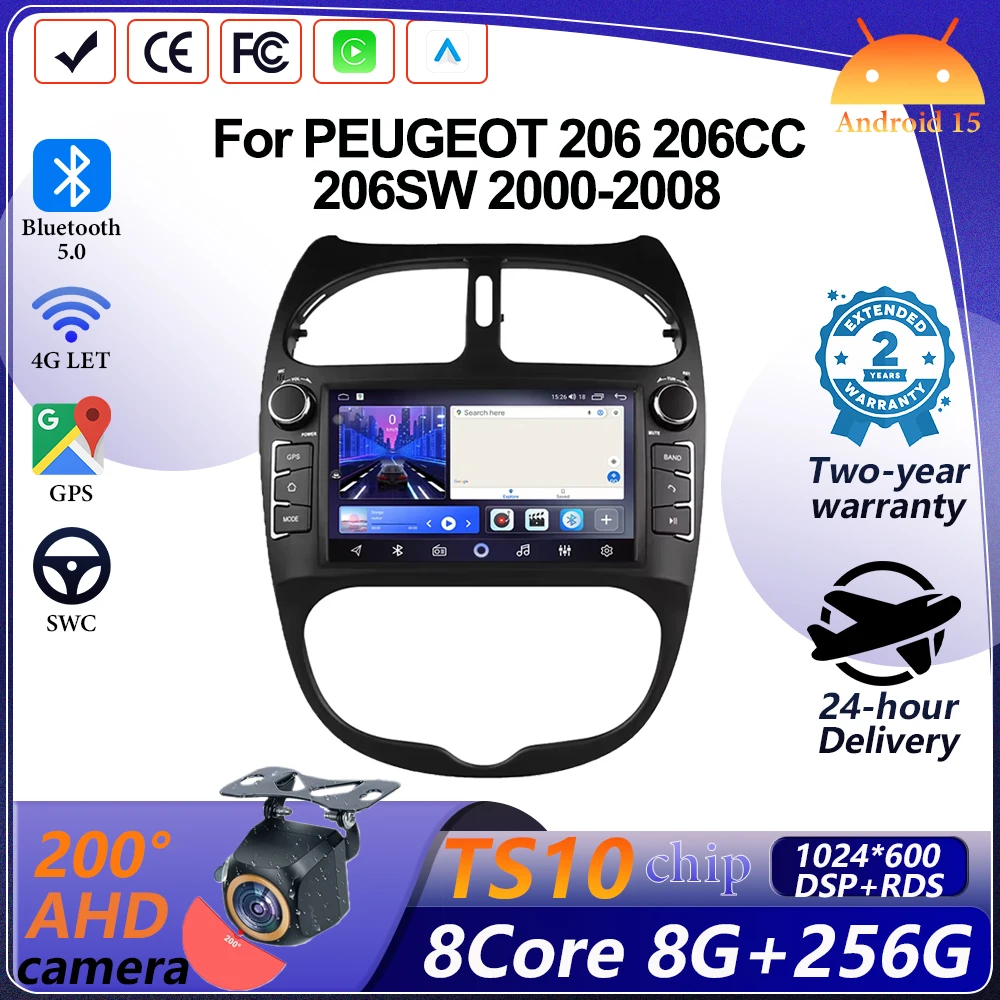 Android 15 Car Radio For PEUGEOT 206 206CC 206SW 2000-2008 Wireless Carplay Multimedia Player 5G Wifi Navigation Touch Display
Android 15 Car Radio For PEUGEOT 206 206CC 206SW 2000-2008 Wireless Carplay Multimedia Player 5G Wifi Navigation Touch Display