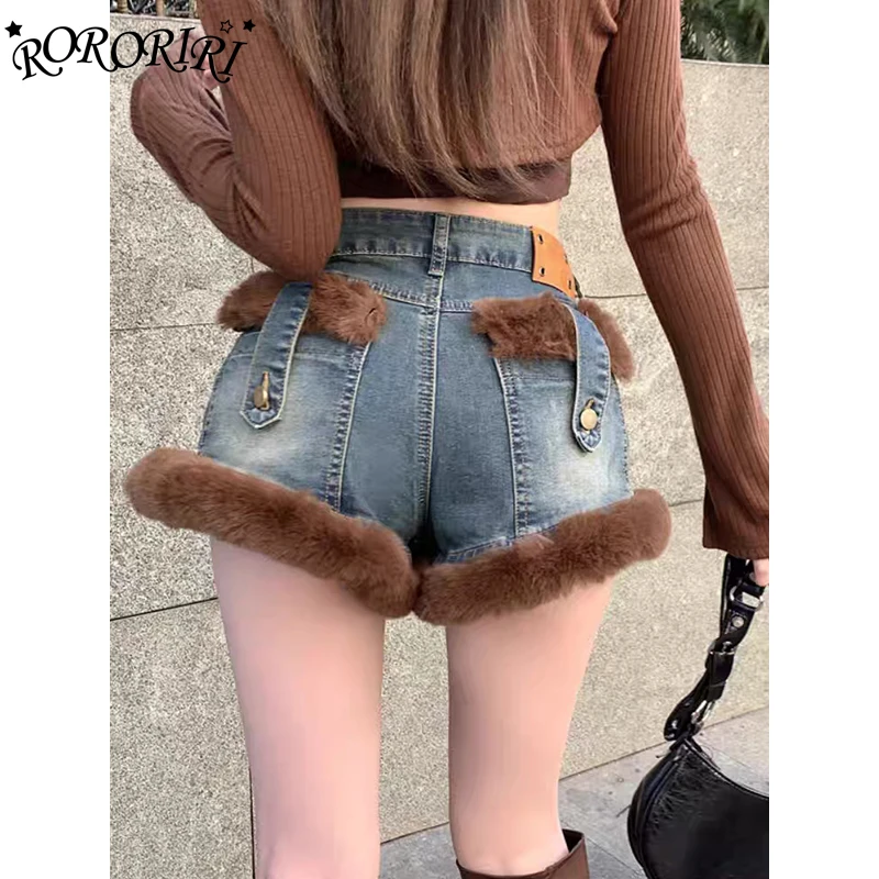 RORORIRI джинсовые шорты с отделкой из искусственного меха, женские рваные эластичные брюки с заклепками, зимняя уличная одежда в стиле ретро
RORORIRI джинсовые шорты с отделкой из искусственного меха, женские рваные эластичные брюки с заклепками, зимняя уличная одежда в стиле ретро