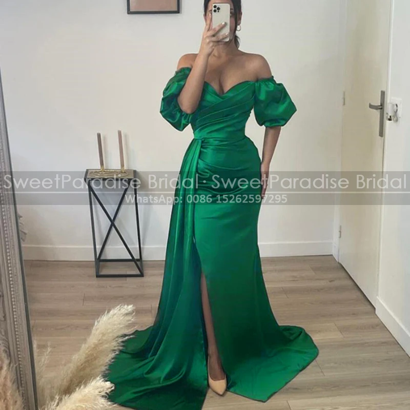 Off Shoulder Trumpet Bridesmaid Dresses With Short Sleeves Customized Mermaid Side Split Long Wedding Party Dress Maid Of Honor
Off Shoulder Trumpet Bridesmaid Dresses With Short Sleeves Customized Mermaid Side Split Long Wedding Party Dress Maid Of Honor