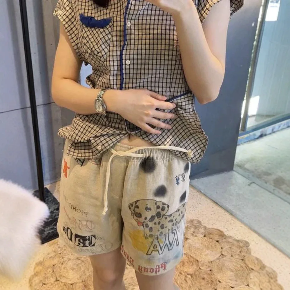Retro Graffiti Hand-Painted Print Shorts Drawstring Elastic Waist Casual Workwear Pants Women Summer Style Korean Letter Pattern
Retro Graffiti Hand-Painted Print Shorts Drawstring Elastic Waist Casual Workwear Pants Women Summer Style Korean Letter Pattern