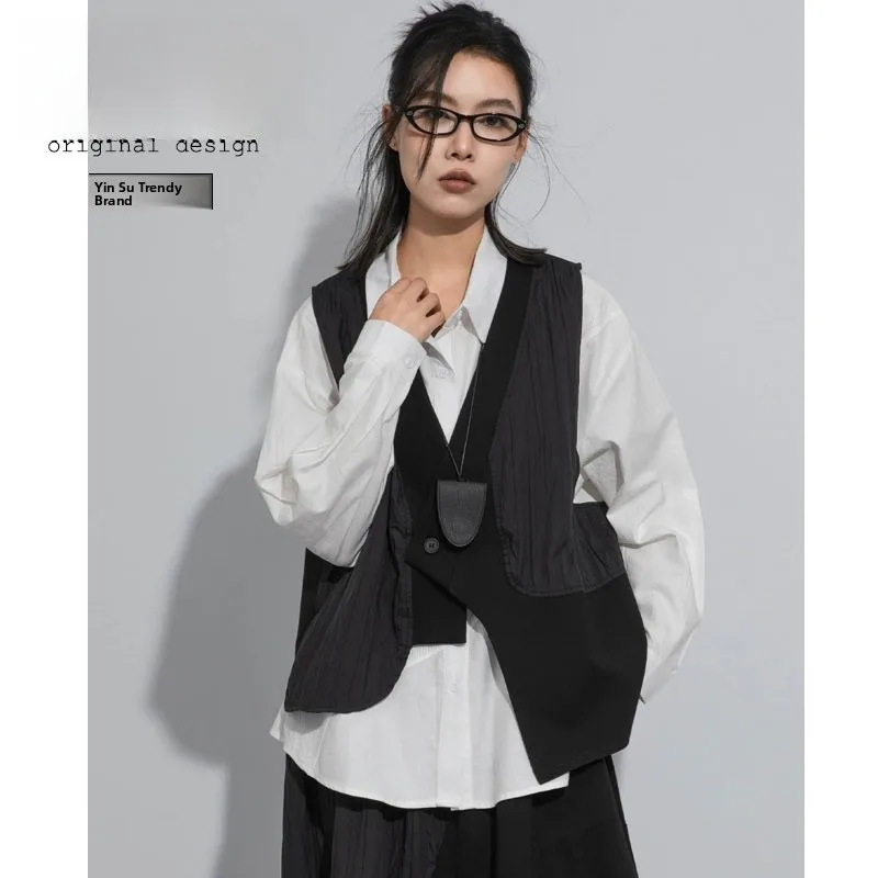 Dark Series Pleated Splicing Women's Vest Thin Summer Uneven Layering Open Cardigan V-neck Suit Jackets Street Style Cotton B...
Dark Series Pleated Splicing Women's Vest Thin Summer Uneven Layering Open Cardigan V-neck Suit Jackets Street Style Cotton B...