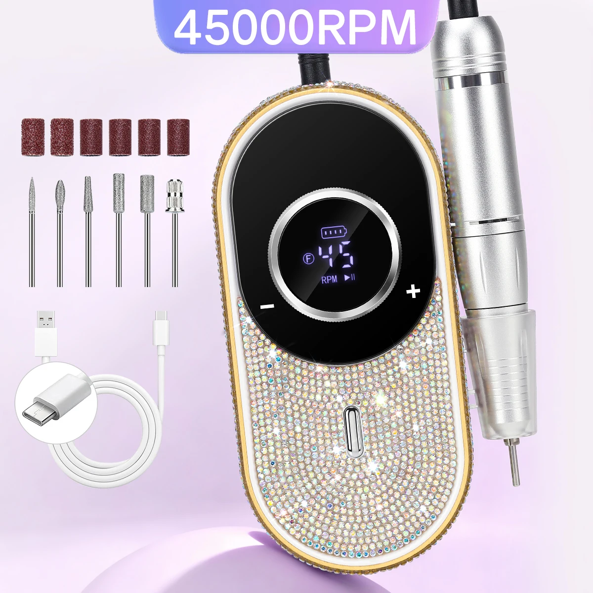 DianaBeauty 45000RPM Professional Nail Drill Rechargeable Nail Drill Manicure Machine With LCD Display Portable Cordless Drill
DianaBeauty 45000RPM Professional Nail Drill Rechargeable Nail Drill Manicure Machine With LCD Display Portable Cordless Drill